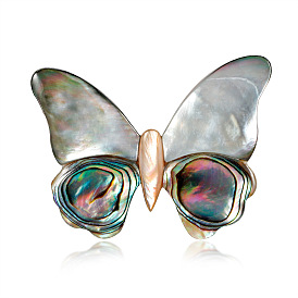 Винтажная брошь-бабочка из ракушки - женская булавка на лацкан с насекомым, серия ретро-ракушек.