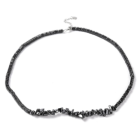 Chip Synthetic Non-magnetic Hematite Beaded Necklaces, with Alloy Clasps