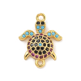 Tortoise Rack Plating Brass Micro Pave Cubic Zirconia Pendants, Cadmium Free & Lead Free, Long-Lasting Plated