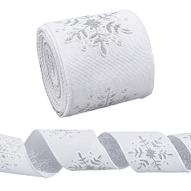 10 ярдов полиэстеровой ленты, имитирующей лён, с железной проволокой, плоский с рисунком снежинки, аксессуары для одежды