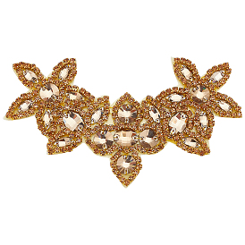 Нашивки со стразами, прикрепляемые и пришиваемые утюгом, с десной, аппликации из ткани, цветок