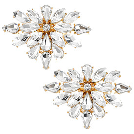 2зажимы для обуви из сплава со стразами и кристаллами, с железными зажимами, украшение обуви цветами