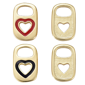 BENECREAT 20Pcs 2 Colors Brass Enamel Pendants, Real 18K Gold Plated, Long-Lasting Plated, Lock with Heart