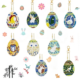 DIY Easter Egg Keychain Diamond Painting Kit, Including Acrylic Rhinestones Bag, Diamond Sticky Pen, Tray Plate and Clasp