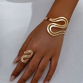 Alloy S-shape Cuff Bangle & Ring Sets for Women