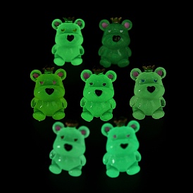 Crown Bear Luminous Resin Display Decorations, Glow in the Dark, for Car or Home Office Desktop Ornaments