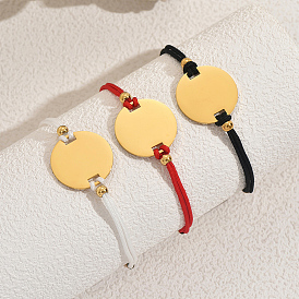 Нержавеющая сталь ссылка плоским круглые браслеты, браслеты из нейлоновой нити для женщин дружба