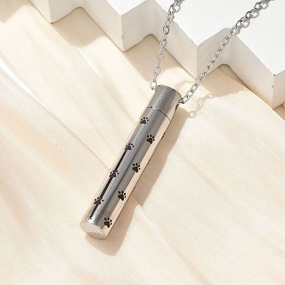 304 подвеска-колонна из нержавеющей стали с черным отпечатком лапы и памятным пеплом