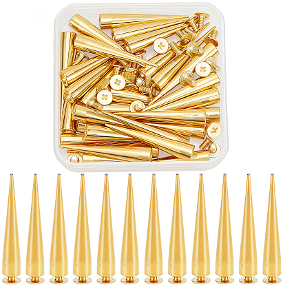 30Sets Alloy Rivets Set, with Screw, Bullet Shape, Spike Cone Screw Back Rivet, for Purse Handbag Shoes Punk Rock Leather Craft Clothes Belt