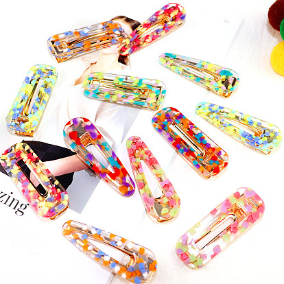 Заколка для волос с геометрическим квадратом и каплей — заколка для челки с цветочным рисунком, красочный зажим в виде утконоса, бб клип.