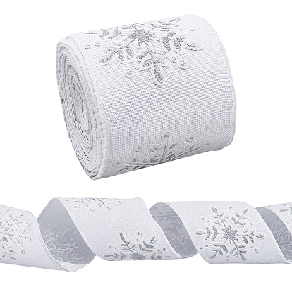 10 ярдов полиэстеровой ленты, имитирующей лён, с железной проволокой, плоский с рисунком снежинки, аксессуары для одежды