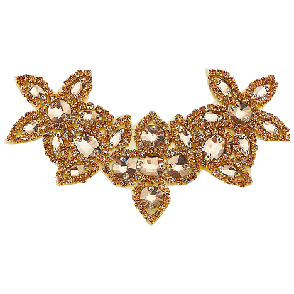 Нашивки со стразами, прикрепляемые и пришиваемые утюгом, с десной, аппликации из ткани, цветок