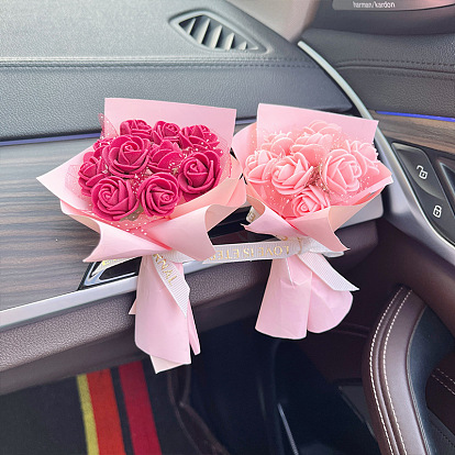 Car Aromatherapy Ornament Handmade DIY Mini Rose Clip Immortal Bouquet Car Air Vent Decoration