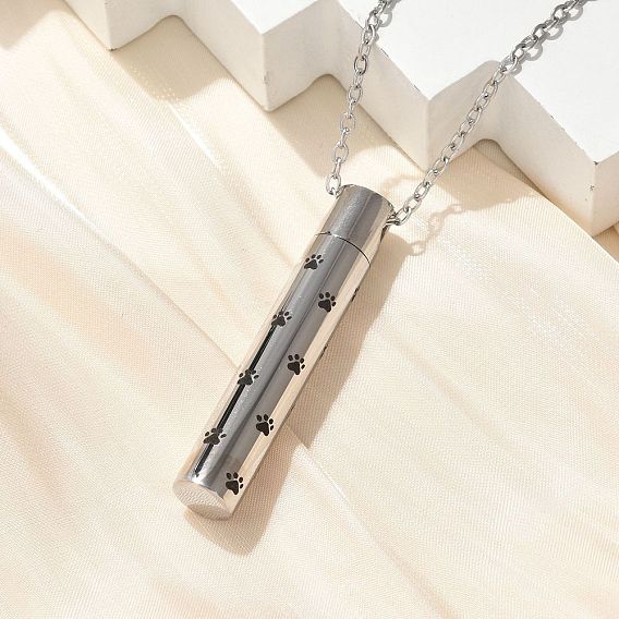 304 подвеска-колонна из нержавеющей стали с черным отпечатком лапы и памятным пеплом