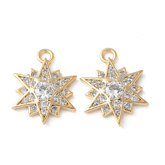 Латунные микропаве прозрачные подвески с фианитом, звезды прелести, без кадмия и без свинца, долговечный, стойки покрытие