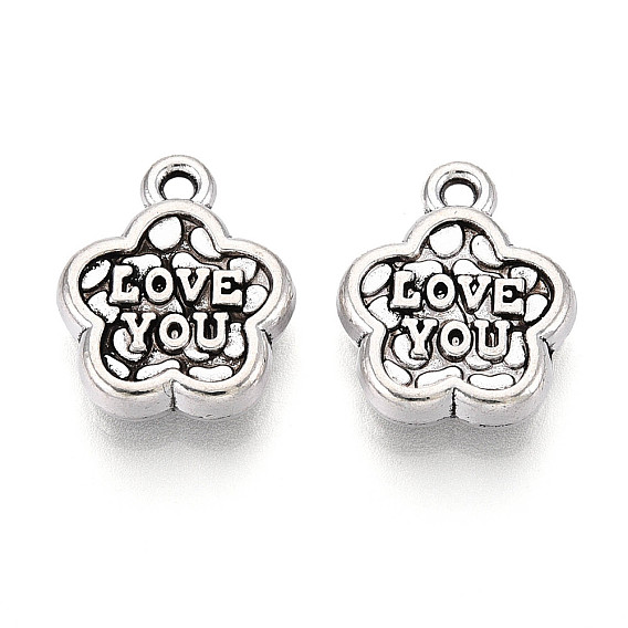 Подвески из сплава в тибетском стиле, цветок со словом люблю тебя
