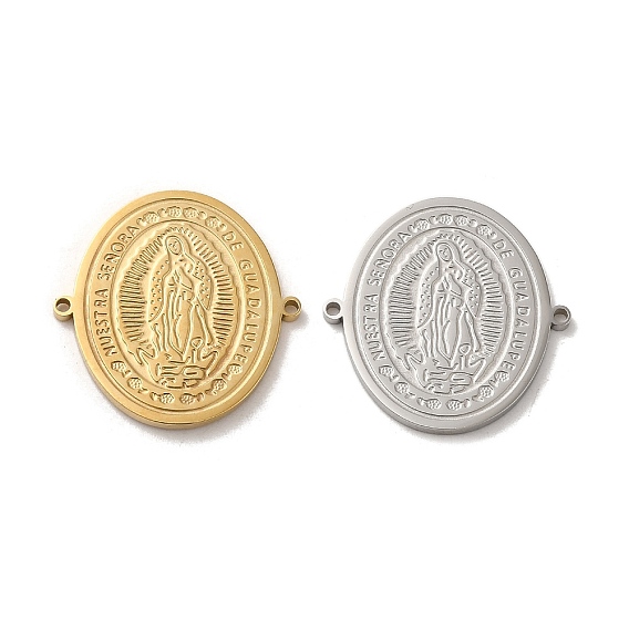 304 Подвески для соединителей Девы Марии из нержавеющей стали, религия овальные звенья