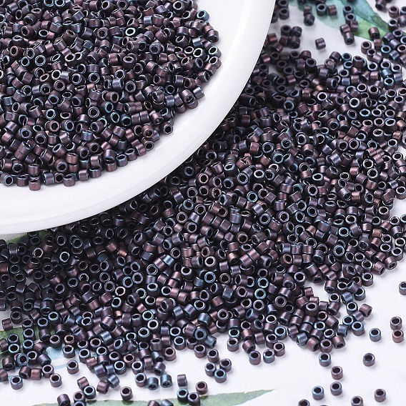 Бусины miyuki delica, цилиндр, японский бисер, 11/0, матовый и ирис