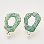 Iron Enamel Stud Earring Findings, with Raw(Unplated) Pin and Loop, Ring, Matte Gold Color