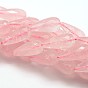 Brins de perles de quartz rose naturel, facette, 26x12mm, Trou: 1mm, Environ 15 pcs/chapelet, 15.75 pouce