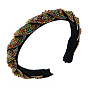 Vintage Colorful Rhinestone Claw Chain Cross Wrap Headband - Elegant Dance Party Headpiece.