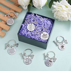 9 Sets Graduation Gift Stainless Steel Keychains Ring For Recent Graduates