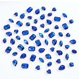 Ahademaker 1 набор слезинка/конский глаз/сердце/плоская круглая/овальная/прямоугольная форма восьмиугольника пришить горный хрусталь, стекло горный хрусталь, 4 звенья с отверстиями, с оправой из нержавеющей стали, аксессуары для одежды