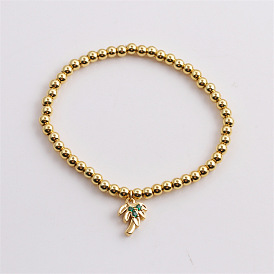 Gold Plated Starfish and Coconut Tree Bracelet with Zirconia Stones - Fashionable Women's Jewelry