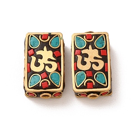 Perles Indonésiennes manuelles, avec les accessoires en laiton, sans nickel, rectangle avec ohm