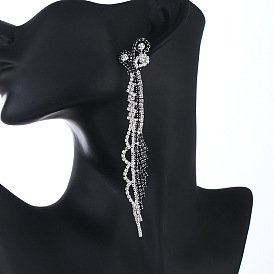Geometric Statement Earrings with Rhinestones for Nightclub Street Style - Bold and Unique Ear Chains and Drops (E735)