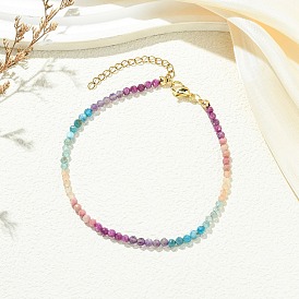 Натуральные браслеты на лодыжку из родонита, аметиста, апатита, рубина и солнечного камня с ограненными круглыми бусинами для женщин., золотые