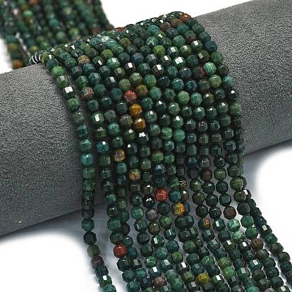 Бусины из натурального гелиотропного камня / гелиотропа, энергетическая призматическая огранка с двойными концами бусины, граненые двухконусные