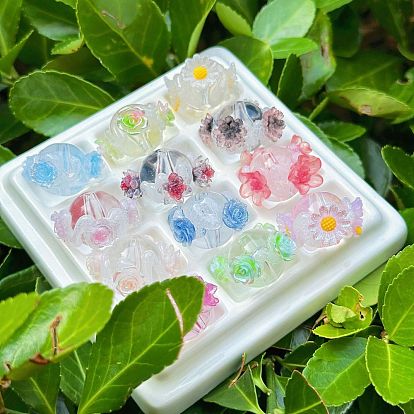 Непрозрачные акриловые бусины, бусины ручной работы, круглая с цветком