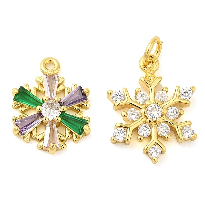 Снежинка настоящая 18k позолоченная стойка покрытие латунь микро паве кубические цирконии подвески шармы, без свинца и без кадмия
