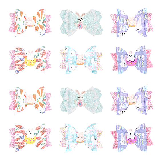 4 наборы 2 стильный бант для волос для девочки с заколками для волос в виде кролика-аллигатора, пасхальные аксессуары для волос для девочек