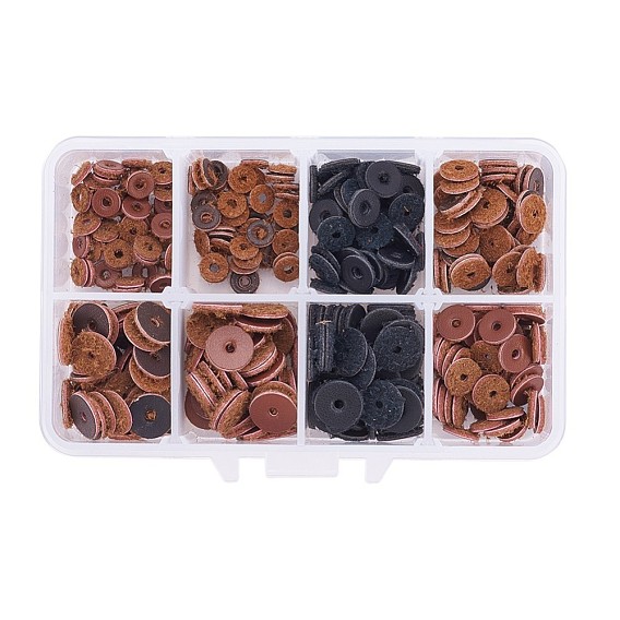 Cowhide Bead Spacers, Donut/Pi Disc