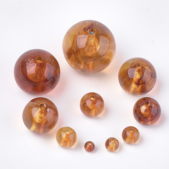 Acrylic Beads, Imitation Gemstone Style, Round