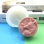 Flat Round with Wolf Pattern DIY Soap Silicone Molds, for Handmade Soap