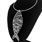 Exaggerated Collar Fish Animal Necklace with Irregular Metal Hollow-out Design