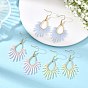 Stainless Steel with Glass Seed Beads Dangle Earrings, Teardrop, Golden