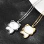304 ожерелья с подвеской в форме милой кошки из нержавеющей стали с натуральным белым ракушечным камнем для женщин