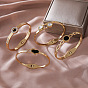 304 Stainless Steel Hinged Cuff Bangles for Women, Golden