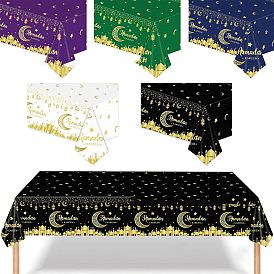 Elements of Ramadan Festival Plastic Tablecloth, Star & Moon Pattern Holiday Disposable Party Tablecloth Decoration
