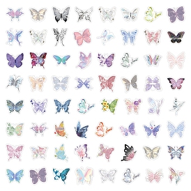 60Pcs Waterproof Self Adhesive Paper Stickers, for Suitcase, Skateboard, Refrigerator, Helmet, Mobile Phone Shell, Butterfly Pattern