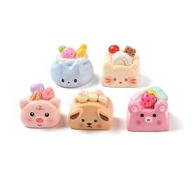 Opaque Resin Imitation Food Decoden Cabochons, Animal Cake Mixed Shapes