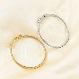 304 браслет из нержавеющей стали с открытой манжетой и овальным бусинами, браслет с крутящим моментом для женщин