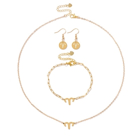 Комплекты женских браслетов из сплава, серег и ожерелий с подвесками «Двенадцать созвездий», золотые