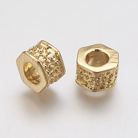 Ion Plating(IP) 304 Stainless Steel European Beads, Large Hole Beads, Hexagon