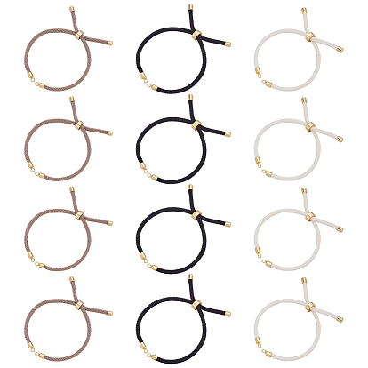 12шт 3 цвета нейлоновый витой шнур изготовление браслета, изготовление слайдера, с латунной фурнитурой , без свинца и без кадмия, круглые