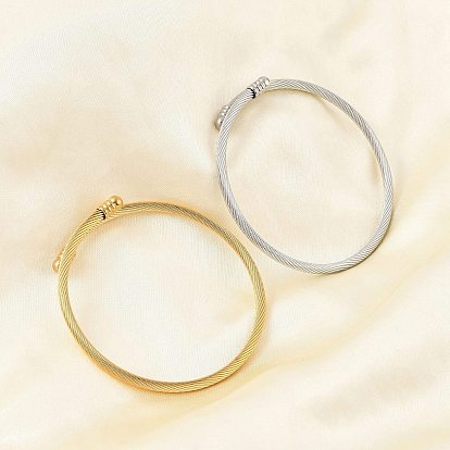 304 браслет из нержавеющей стали с открытой манжетой и овальным бусинами, браслет с крутящим моментом для женщин